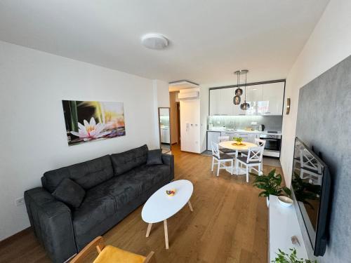 Moderno opremljen i svetao enterijer apartmana Ana bianco u Novom Sadu.